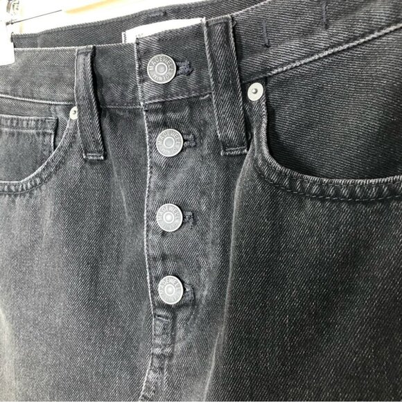 Madewell Rigid Denim A-Line Mini Skirt Lunar Wash Button-Front Edition Size 25 - Picture 4 of 10